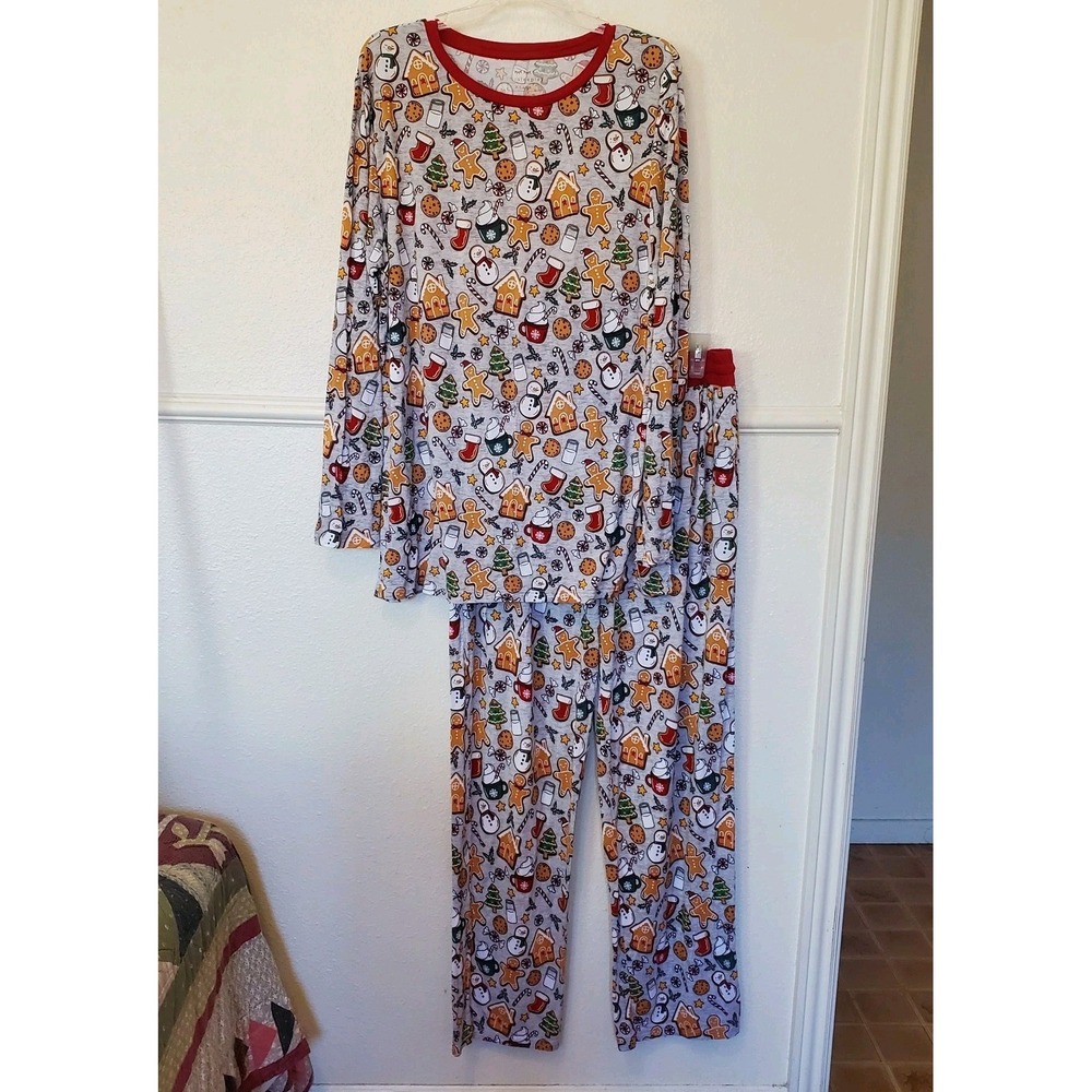 Little Sleepies Gingerbread Holiday Bamboo Pajama Set XL Lunaluxe Christmas PJs